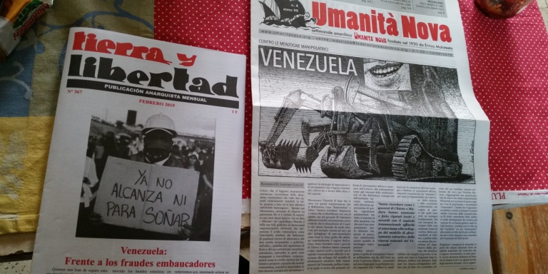 venezuela anarchist newspaper front covers march 2019 - Umanita Nova (Italy) and Tierra y Libertad (Spain)
