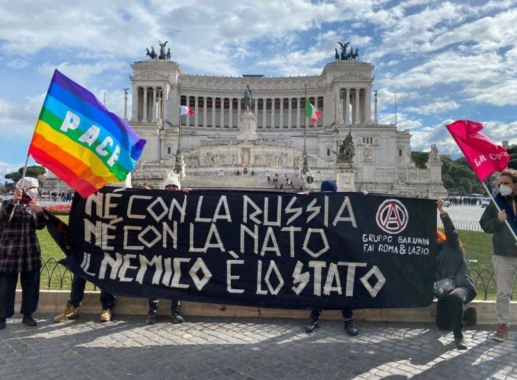 rome antiwar demo FAI anarchists 2022
