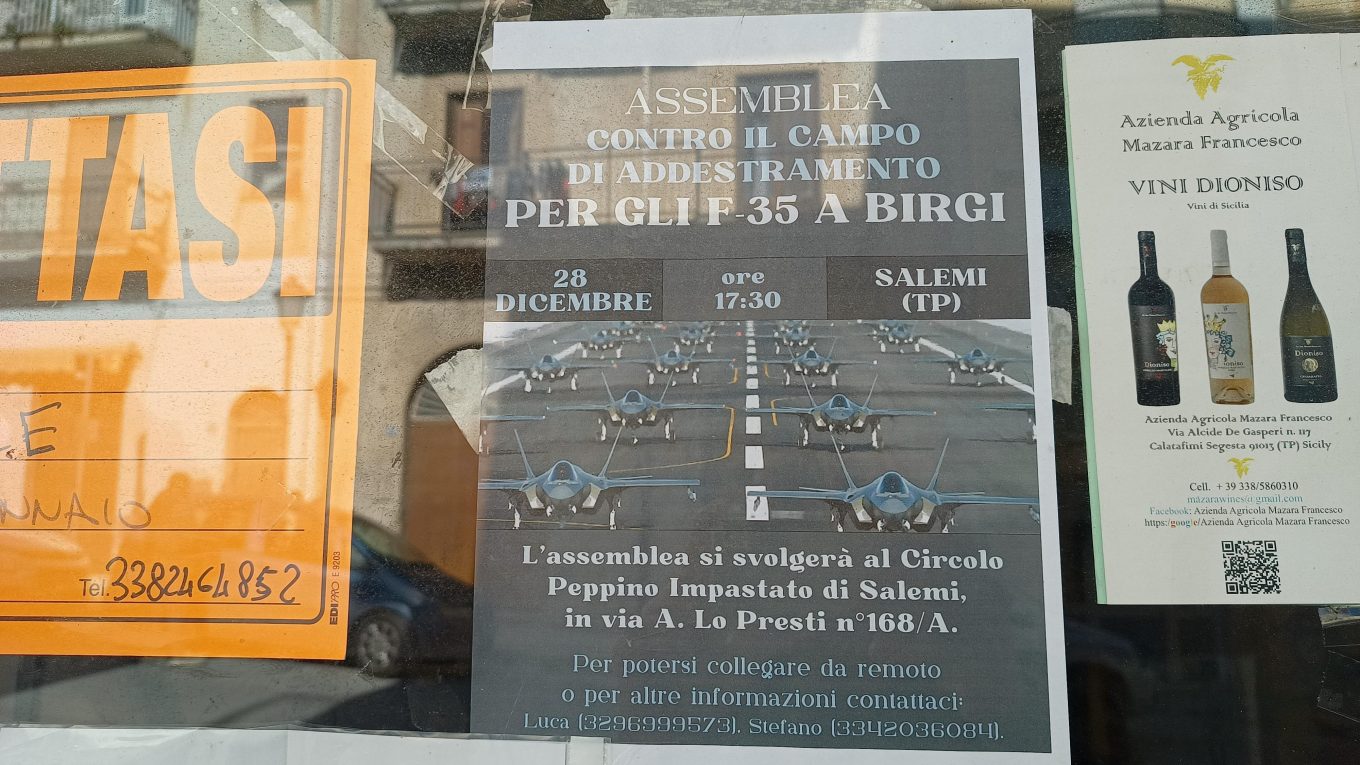 Against F-35-warplanes in Sicily-protest leaflet
